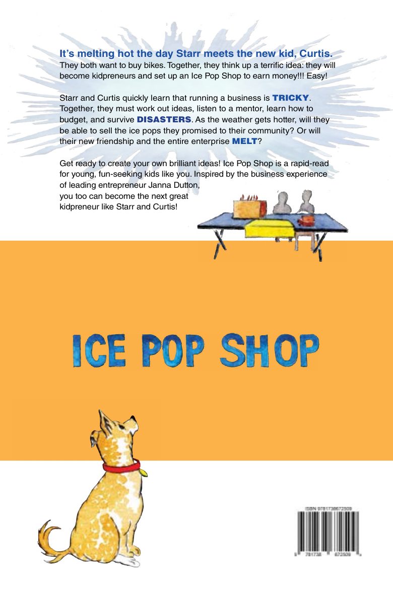 Ice Pop Shop back cover with watercolour art